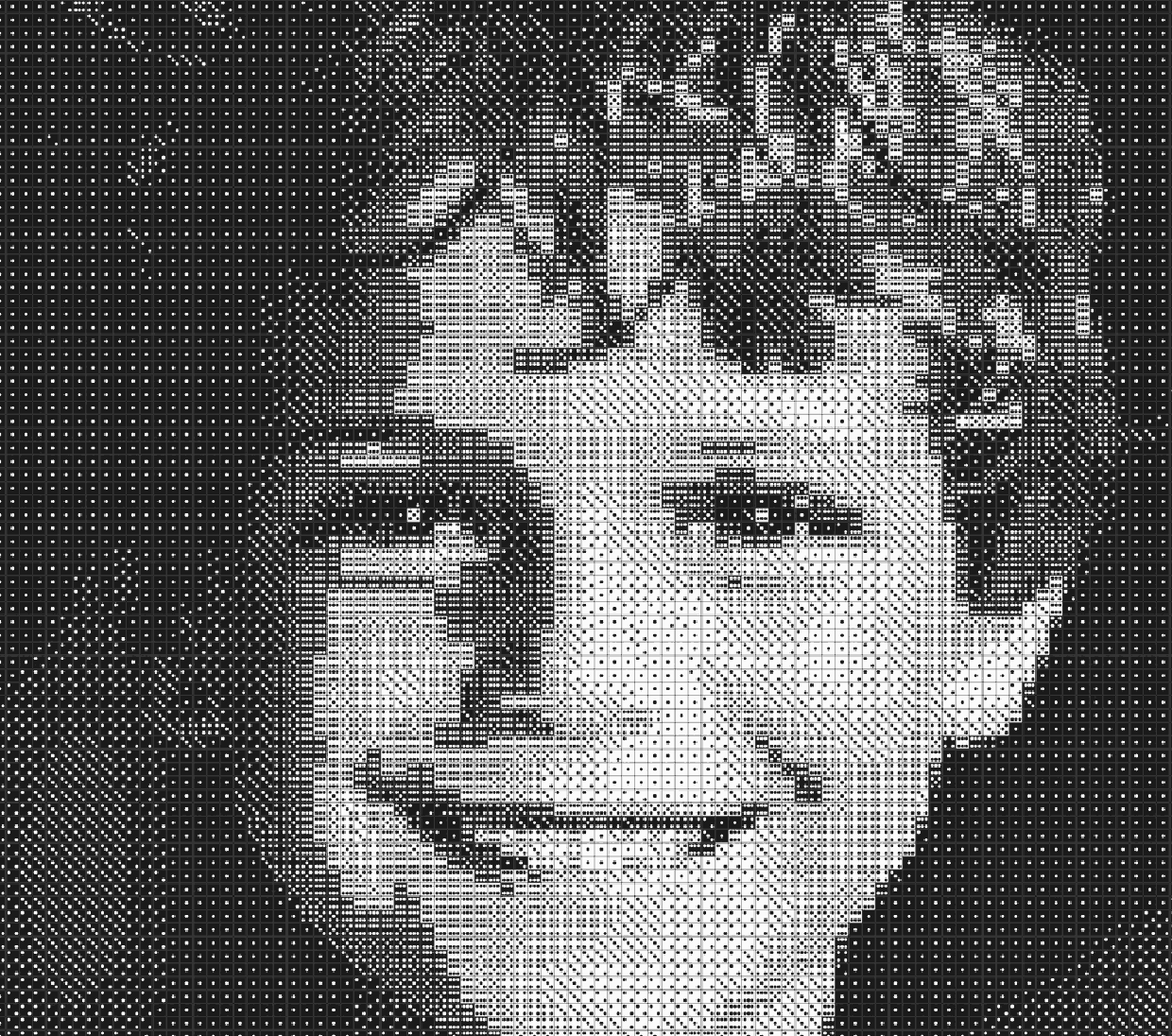 Portrait of a smiling boy turned into dice art